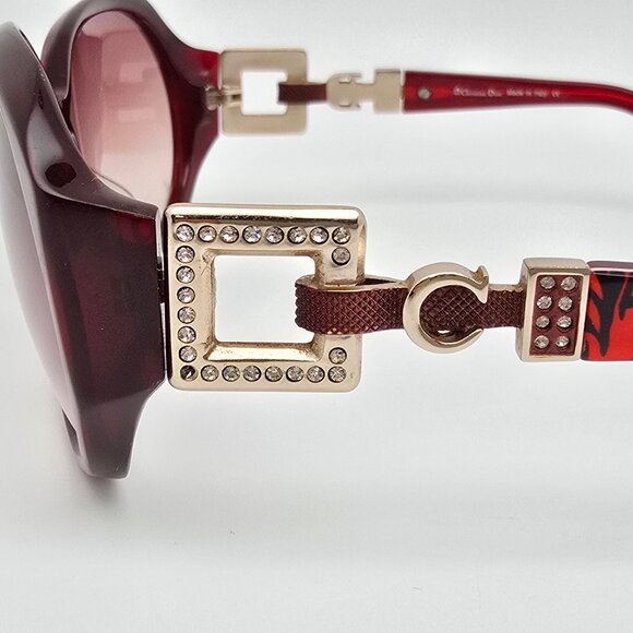 Christian Dior CD8056 C.03 Burgundy Rhinestone Frame Brown Lens Sunglasses Italy - Picture 4 of 15